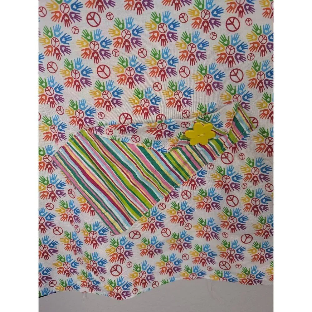 Custom Handmade Elmo Op art pop multicolor rainbow apron smock one size